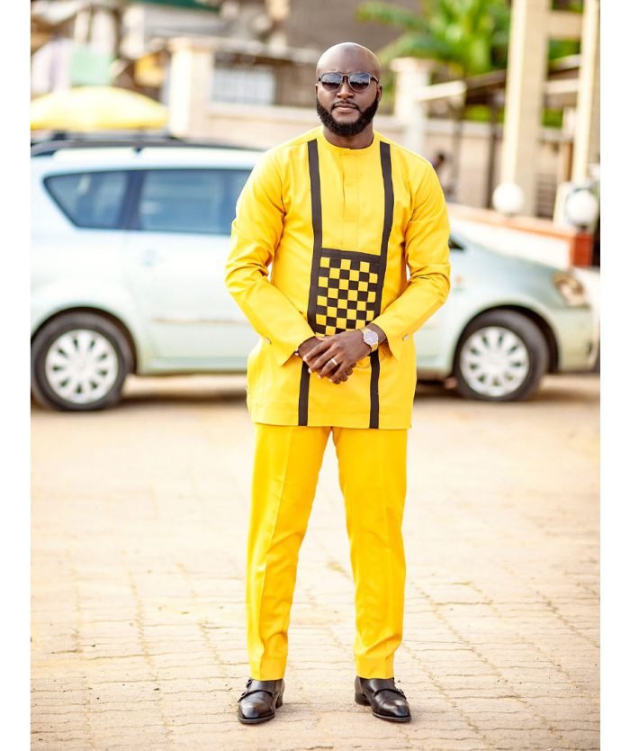 Yellow Kaftan with Black line